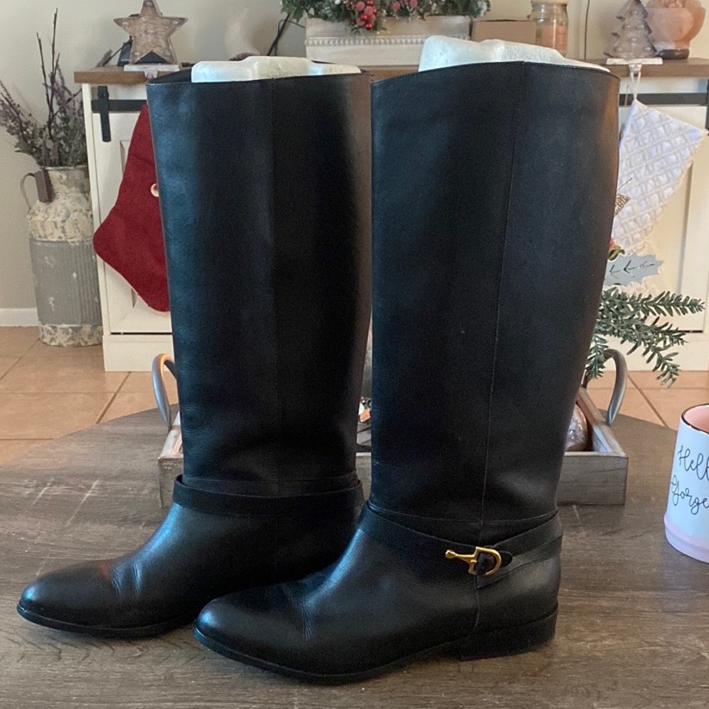 Vintage bass black leather tall boots